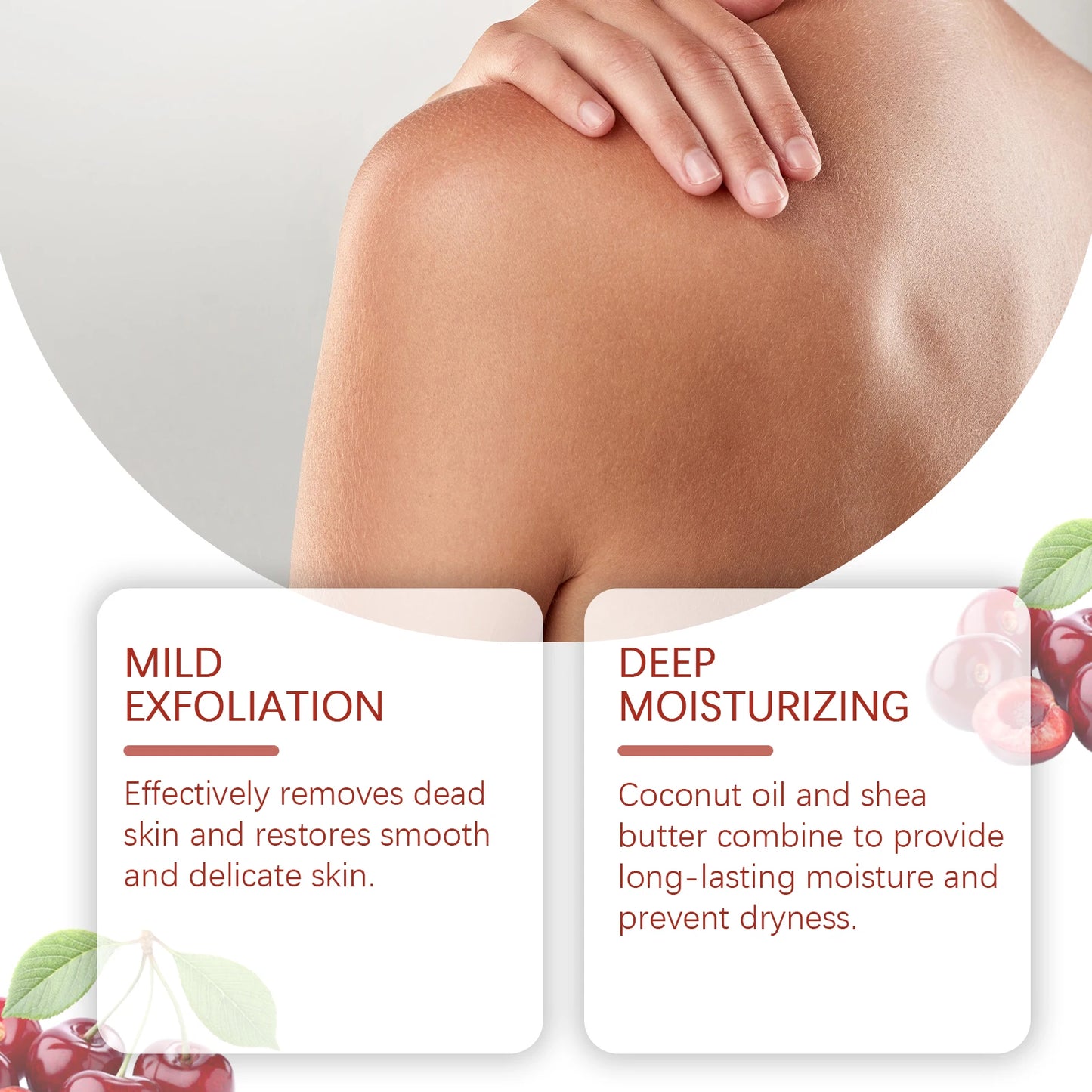 Cherry Sugar Body Scrub Deep Cleansing Exfoliating Dark Skin Lighten Pore Cleanser More Elastic Smoother Skin Gel