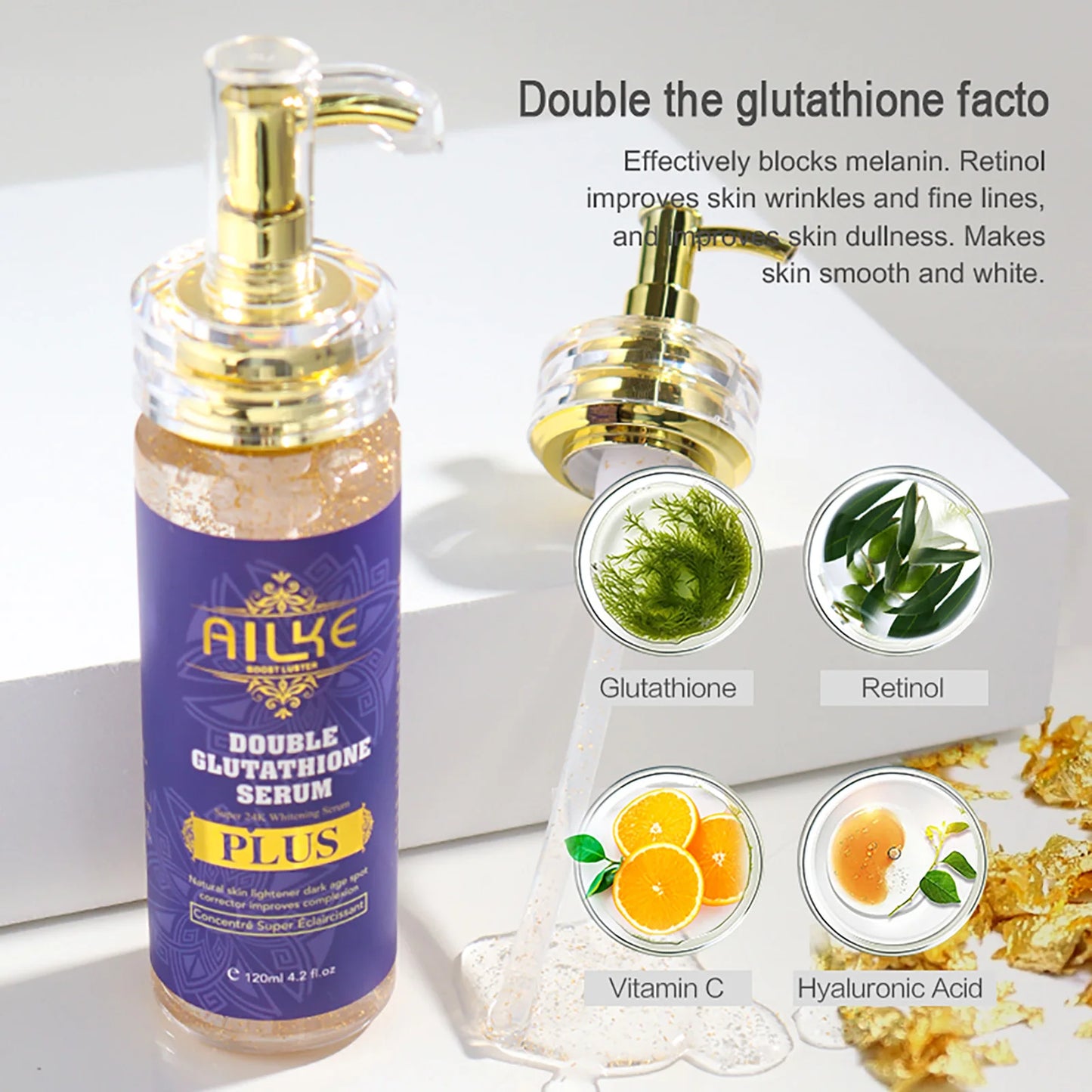 AILKE Skin Lightening Serum for Face and Body, with Double Glutathione, Day And Night Brightening Serum, Support Private Label