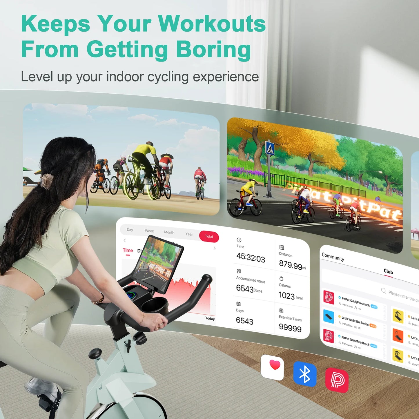 Superun Exercise Bike, 32-Level Magnetic Resistance Stationary Bikes for Home, Low Noise Workout Cycling Bike for Home