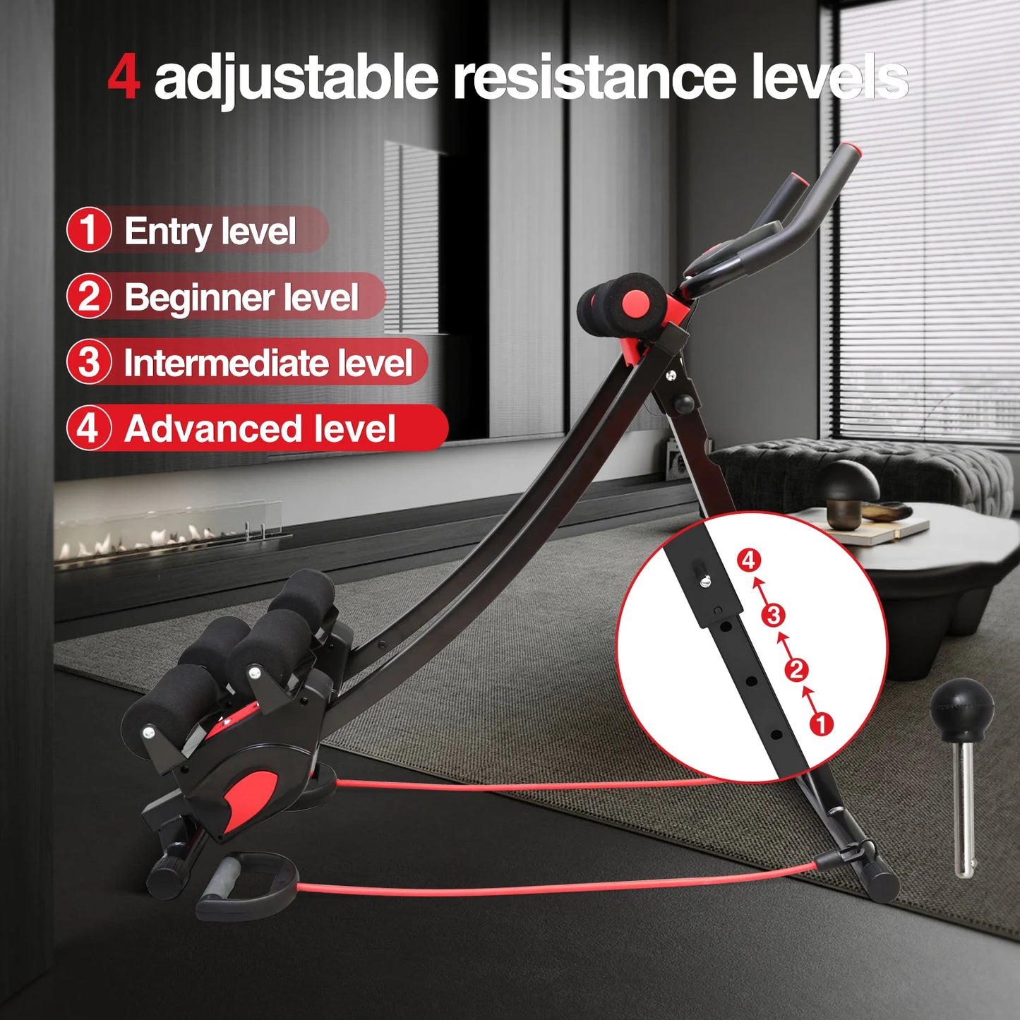 Dual Track Fitness Ab Machine Ab Cruncher Adjustable Height Waist Trainer Foldable Home Gym Equipment 4 Adjustable 440 lbs Weigh