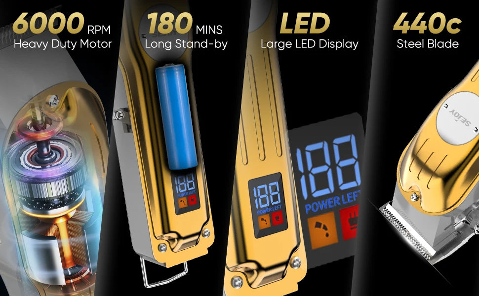 Professional Full Metal Combo Kit Barber Hair Clipper for Men Electric Beard Hair Trimmer Rechargeable Hair Cutting Machine