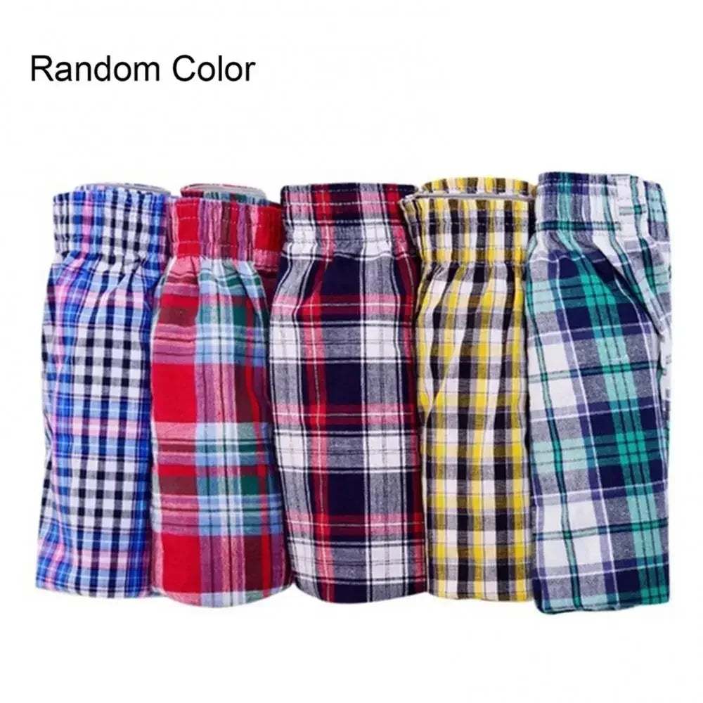 Men's Cotton Arrow Boxers Casual Plaid Print Elastic Waist Men Underwear Summer Loose Breathable Beach Pants Boxers Shorts