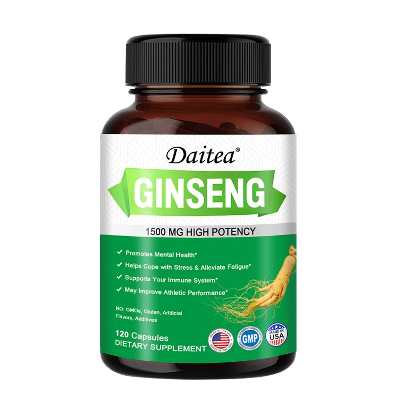 Daitea Ginseng Extract Capsules - 1500 Mg, Promotes Mental Health, Supports The Immune System, Helps Reduce Fatigue, Non-GMO