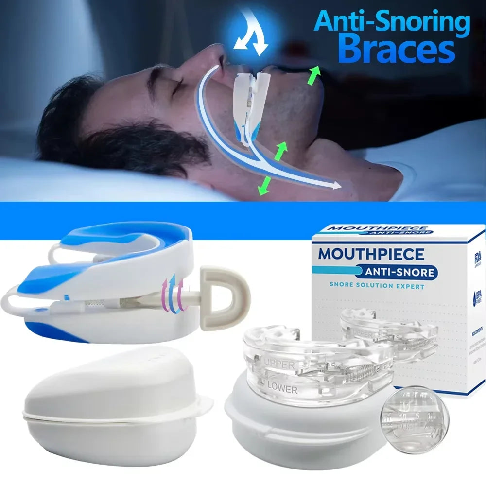Reusable Anti Snore Mouth Guard with Storage Box Anti Snoring Teeth Bruxism Mouthguard Improve Sleeping Reduction Snoring Device