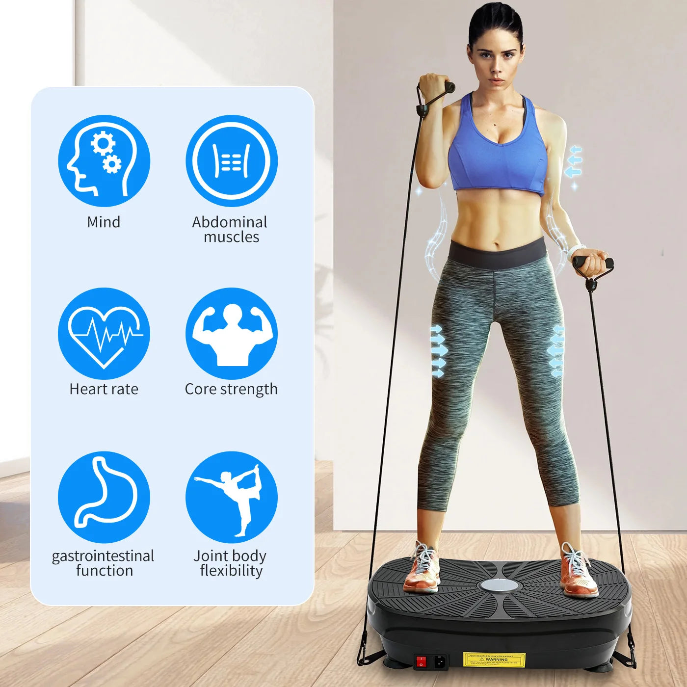 Vibration Plate Exercise Machine Whole Body Workout Power Vibration Shake Platform Fitness Lazy Slimming Resistance Bands