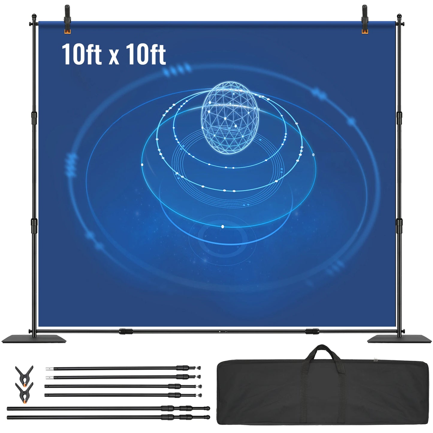 10 x 10 ft Heavy Duty Backdrop Stand Height Adjustable Photography Backdrop Stand for Party Wedding Display Exhibition