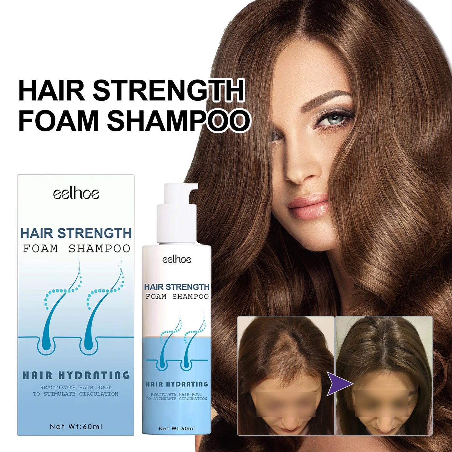 Hair Loss Shampoo Deep Cleaning Scalp Prevent Hair Thinning Repair Damage Dryness Frizzy Shine Smooth Fluffy Hair Growth Shampoo