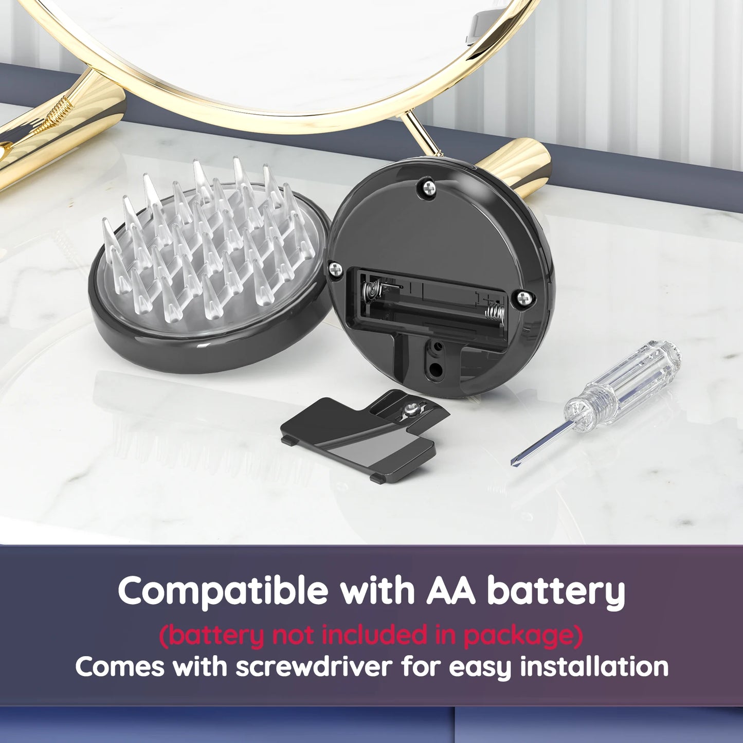 Electric handheld head massager Wireless Scalp cleaning massage silicone 2 modes vibration shampooing comb for Hair Growth BLack