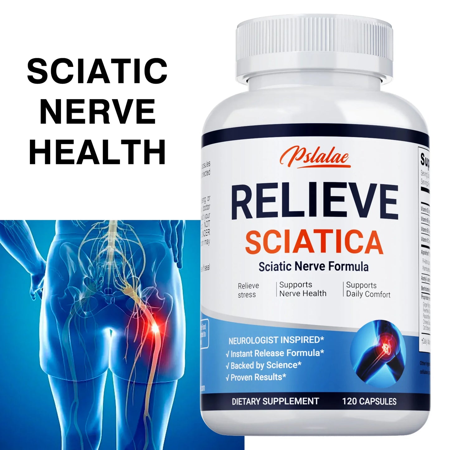 Relieve Sciatica Capsules - Reduce Joint Pain, Restore Mobility, Balance Inflammation, Support Nerve & Bone Health - 120 Capsules ﻿