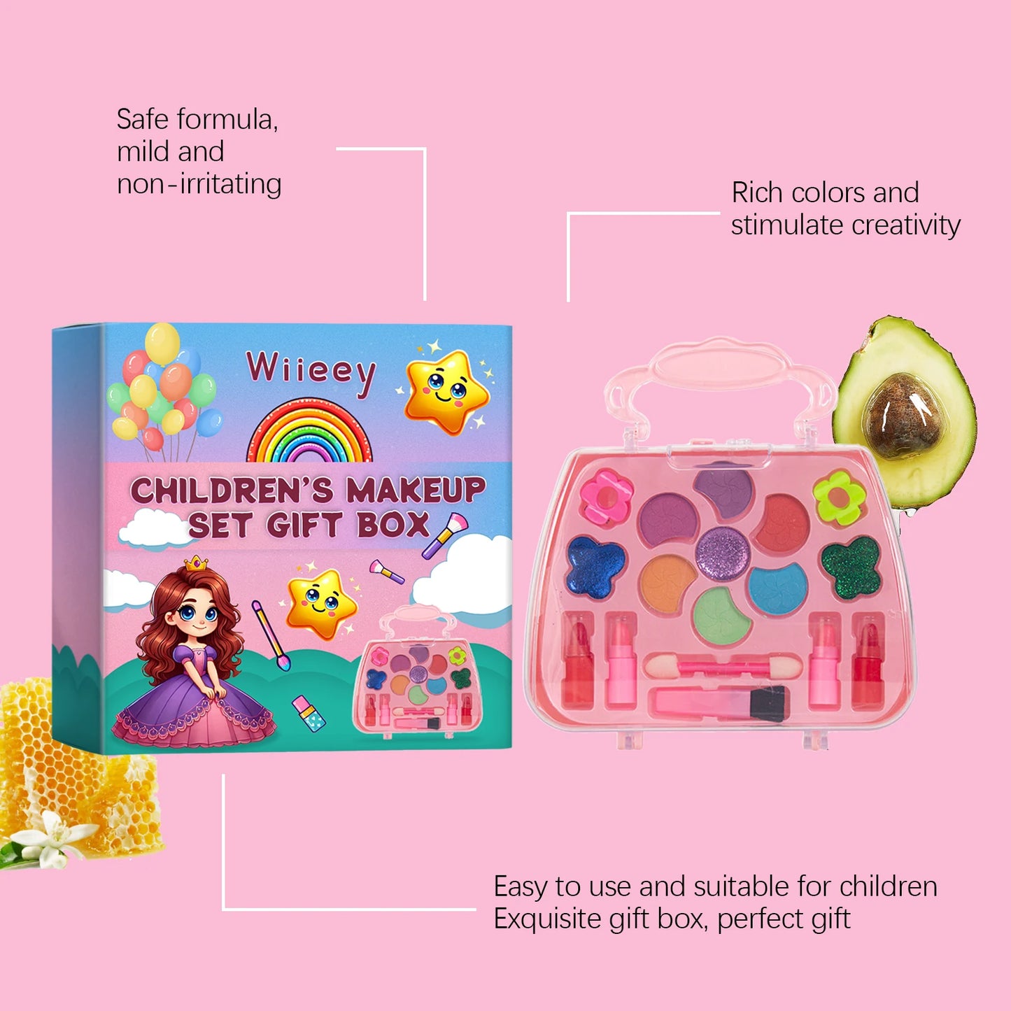 Children's Makeup Gift Box Safe and Non-toxic Princess Makeup Toy Set Girl Makeup Lipstick Eyeshadow Makeup Set