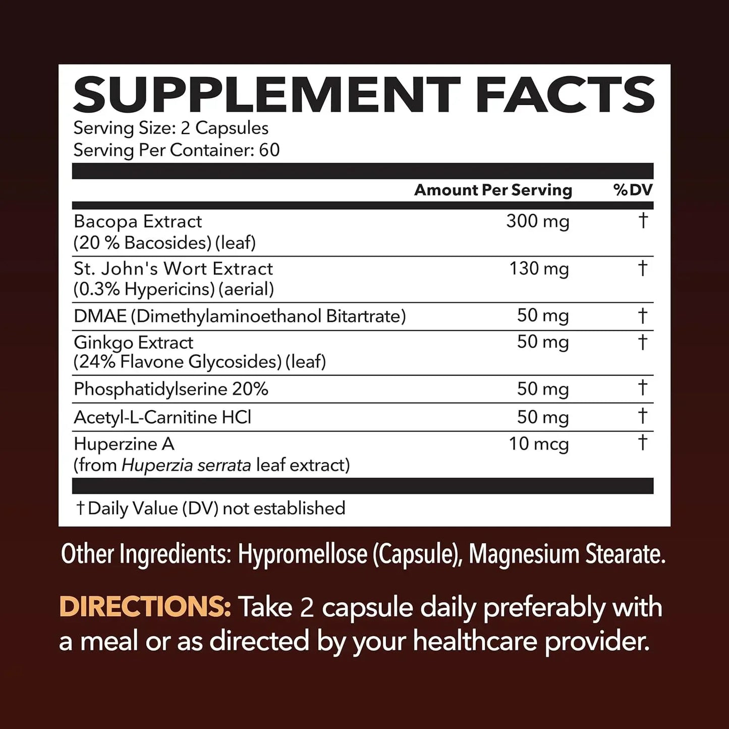 Brain Supplement - Improve Memory, Focus and Clarity, Supports Cognitive Function,  for Brain Health - 120 Capsules ﻿