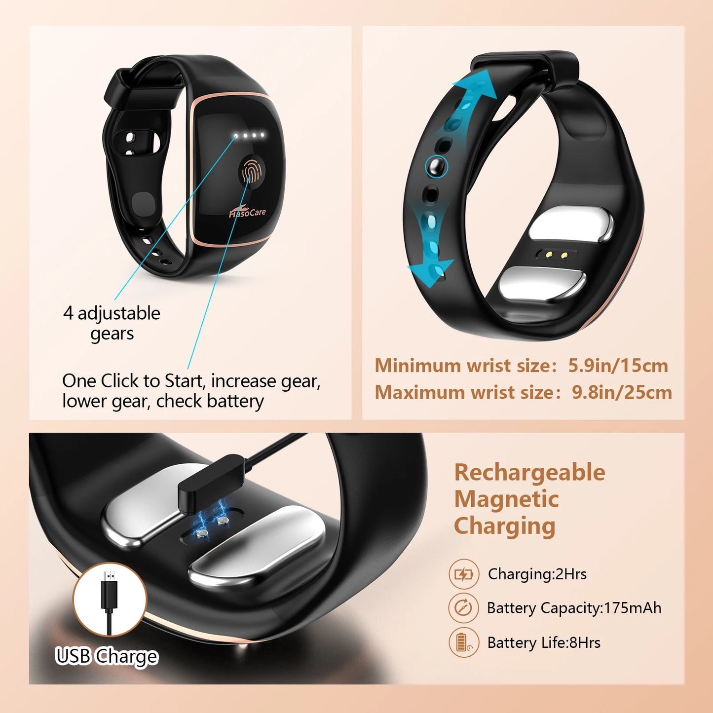 Hasocare Anti-Nausea Wristband Travel Sickness Relief Wristbands Relief Motion Sickness Bands Nausea Bracelet Tens Devices