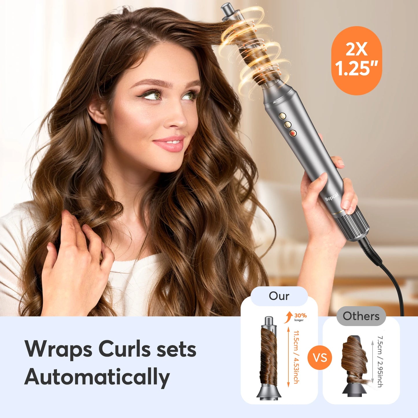 5 in 1 Hair Dryer, Multi Styling Tool, Straightener & 32mm Curling 300 Million Negative Ions Hair Care 1-3 Mins Quick Drying Gifts