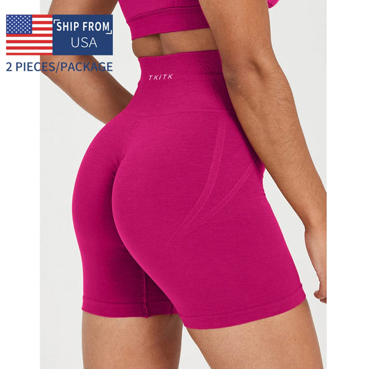 Newly listed price 2Pcs TKITK Women's Seamless Tight Gym Shorts Workout Yoga Fitness Comfortable Leggings
