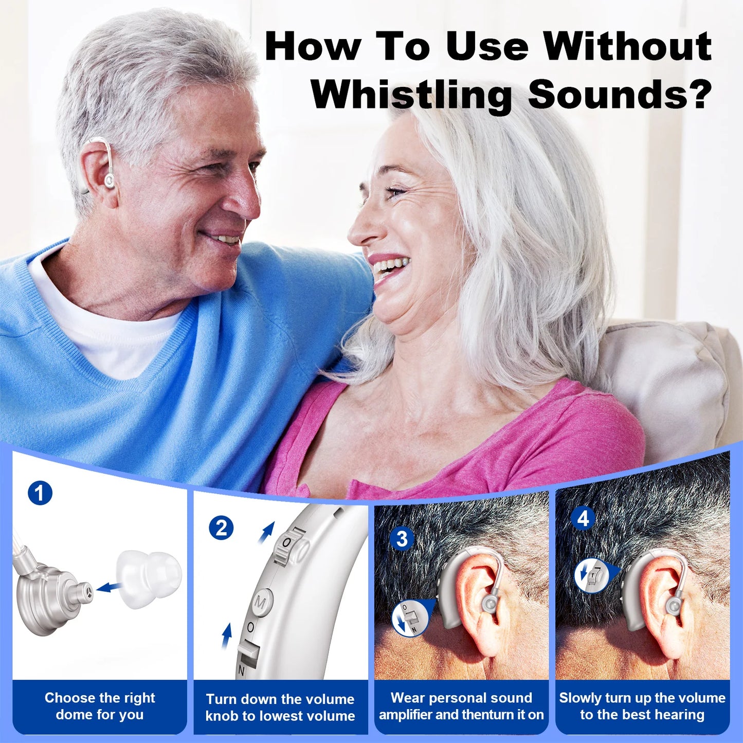 Invisible Senior Rechargeable Hearing Amplifier, Behind-The-Ear Hearing Aids, Noise Cancelling Sound Amplifier