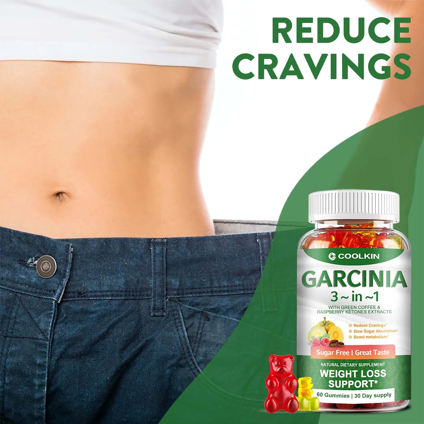 Garcinia Cambogia - Weight Management, Fat Burner, Endurance Improve, Cellulite,  Appetite Suppressant - 60 Gummies
