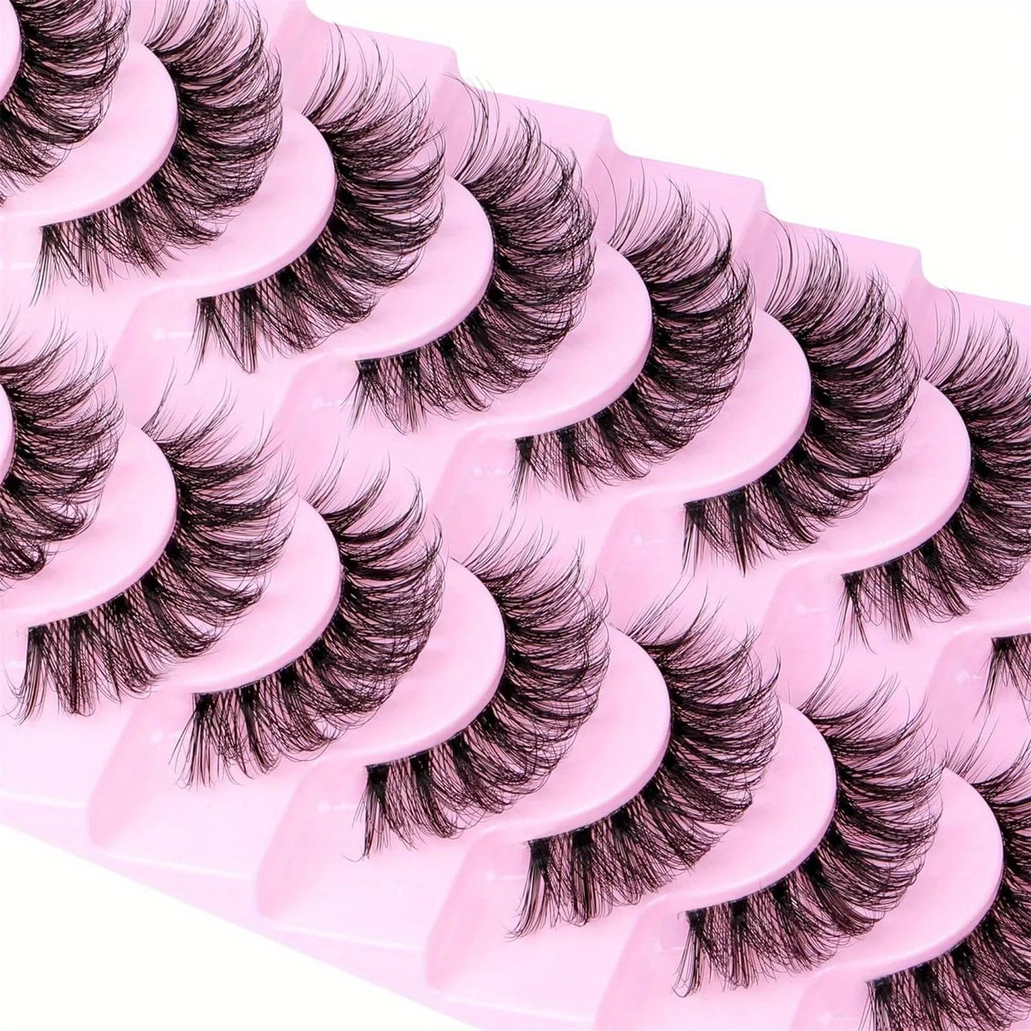 3Boxes (30Pairs) Fluffy False Eyelashes Wispy Lashes 3D Volume Strip Lashes D Curl Fake Eyelashes with Clear Band Eye Lashes