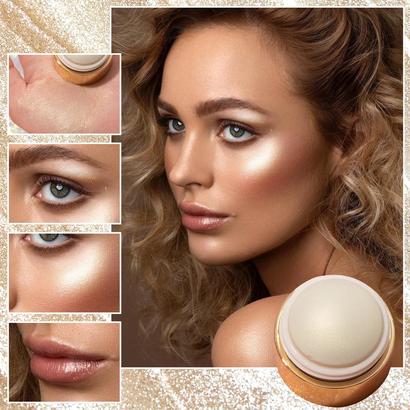 Cream blush ball,High-Pigment Formula,Semi-Matte & Powder Finish,Blendable Color blush Highlight stick for Eyes, Lips & Cheeks