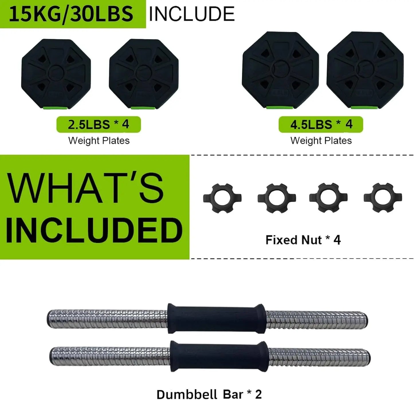 Adjustable Dumbbell Set, 2 in 1 Adjustable Dumbbell Set with Iron Handle