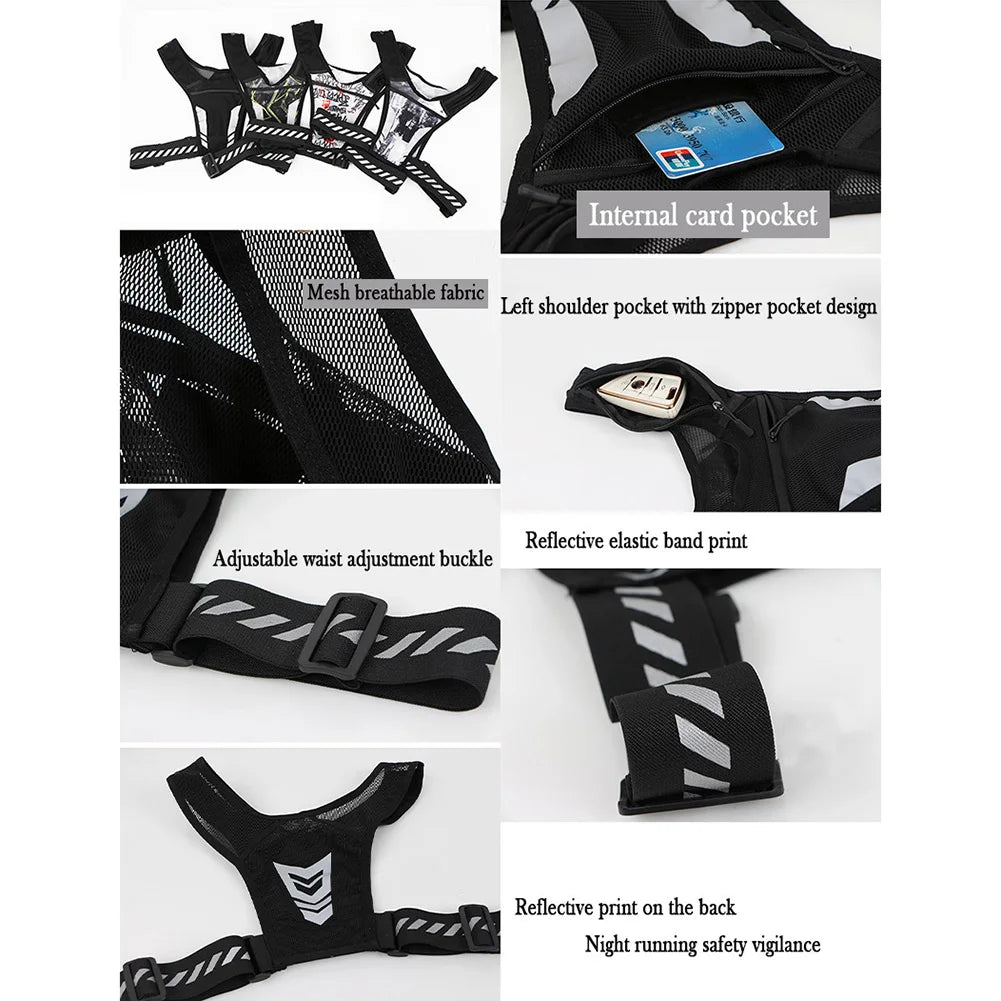 1/2Pcs Running Phone Holder Vest Breathable Mesh Cycling Vest Unisex Adjustable Buckle Running Chest Pouch Elastic for Men Women