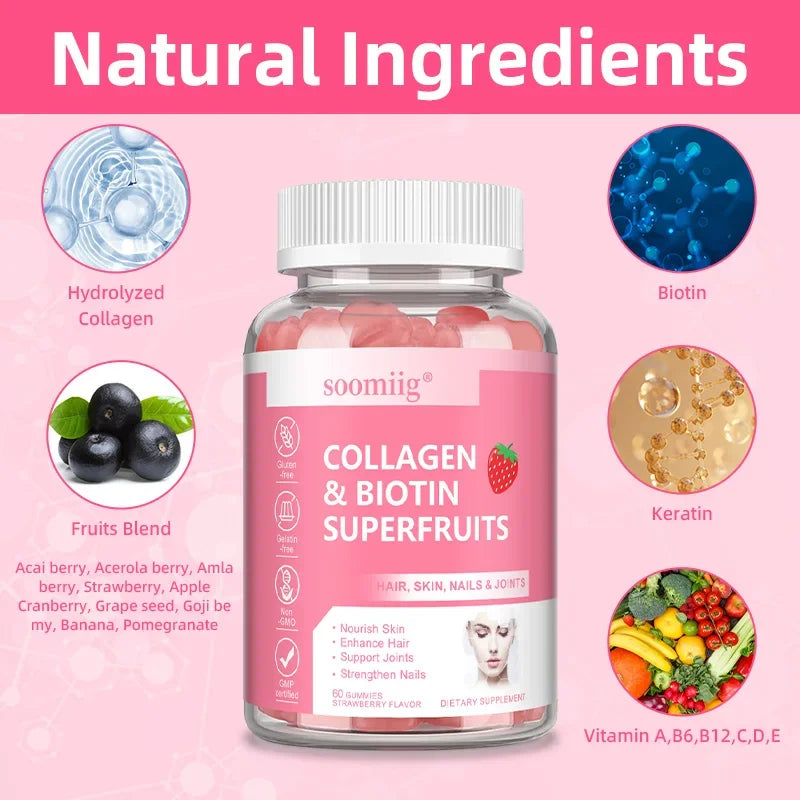 Collagen & Biotin, Hyaluronic Acid, Keratin, Nourishes Skin, Strengthens Hair, Supports Joints, Strengthens Nails