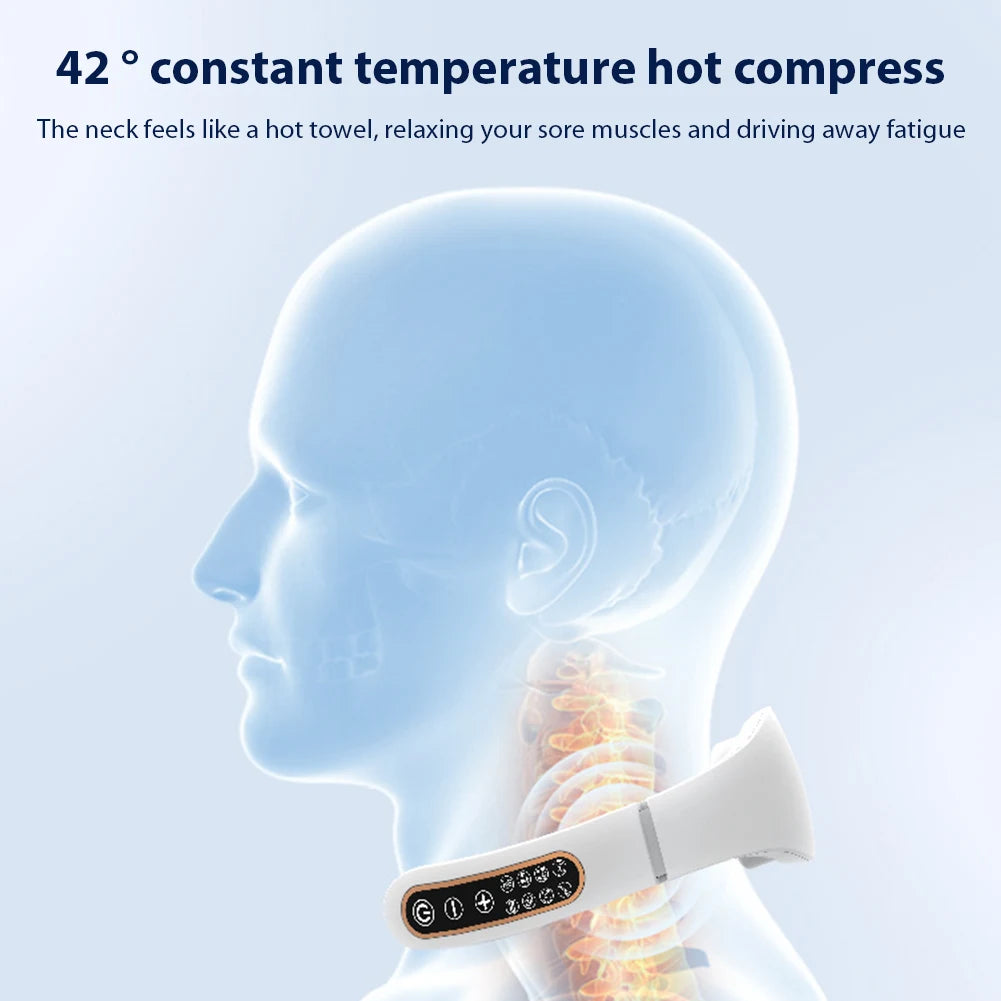 Cervical Spine Massager 15 Gears 6 Modes Cervical Therapy Massage Stimulator USB Charging Vibration Pulse 500mAh for Home Office