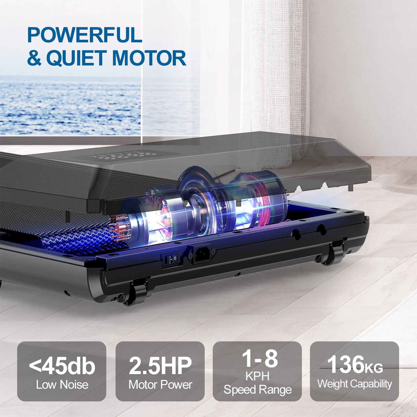 350lbs Treadmill for Home 2.5HP Treadmills Walking Pad LCD Digital Data Display 2in1 Walking Running Fitness Exercise Machine