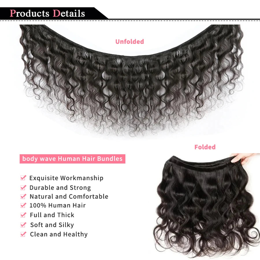 Body Wave Bundles Human Hair Brazilian Hair Weave Bundles 100% Natural Black Human Hair Extensions 1 3 4 PCS Bundles