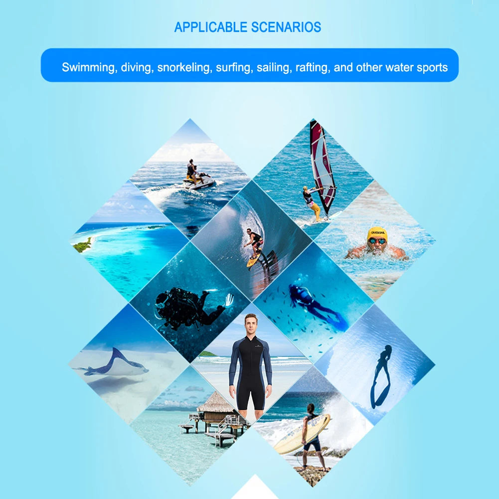 Neoprene Diving Skin Clothes with Zipper Mens Snorkeling Surfing Swimsuit Elastic Cold Proof  Warm Water Sports Equipment