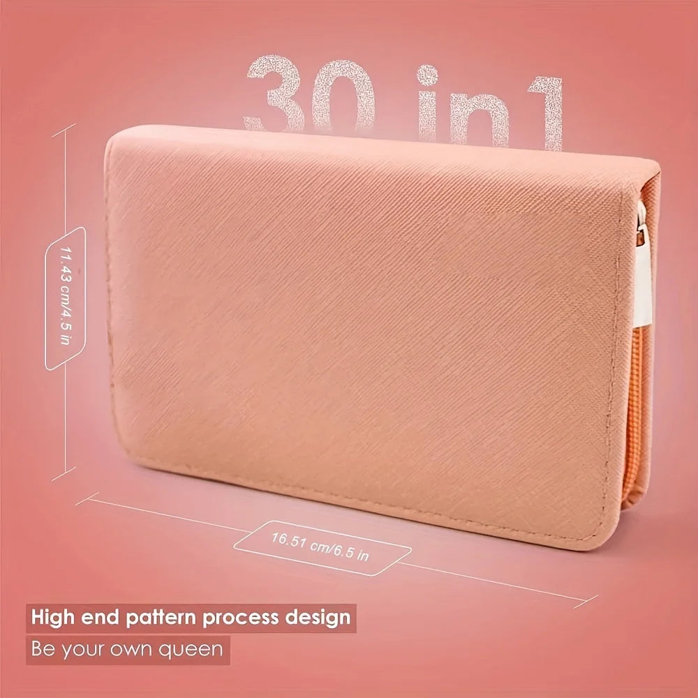 Pink 30 Pcs Manicure Set Professional Nail Clipper Set Stainless Steel Solid Manicure Kit Nail Care Kit With Pink Case Valentine