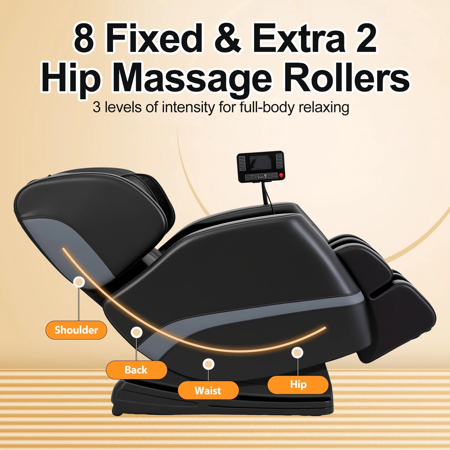 Full Body Zero Gravity Massage Chair, Back, Waist, Hips, Legs, Foot Massage, 10 Rollers Massage, Waist Heating, Lcd Touch Screen