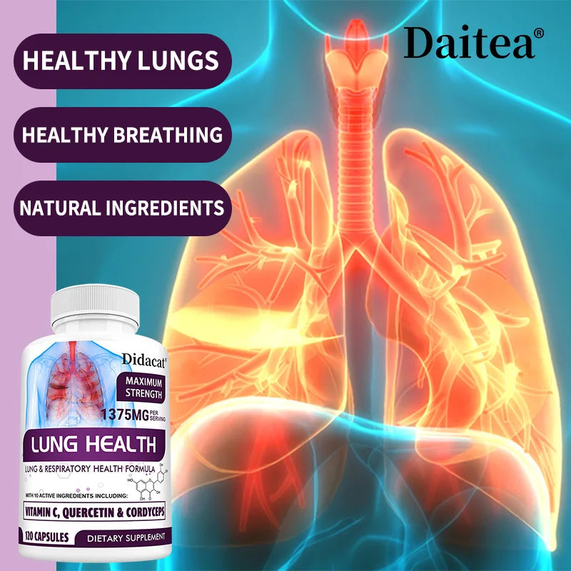 Lung Health Supplement, Detox, Cleanse, Lung Support, Respiratory Health with Vitamin C, Quercetin, Cordyceps
