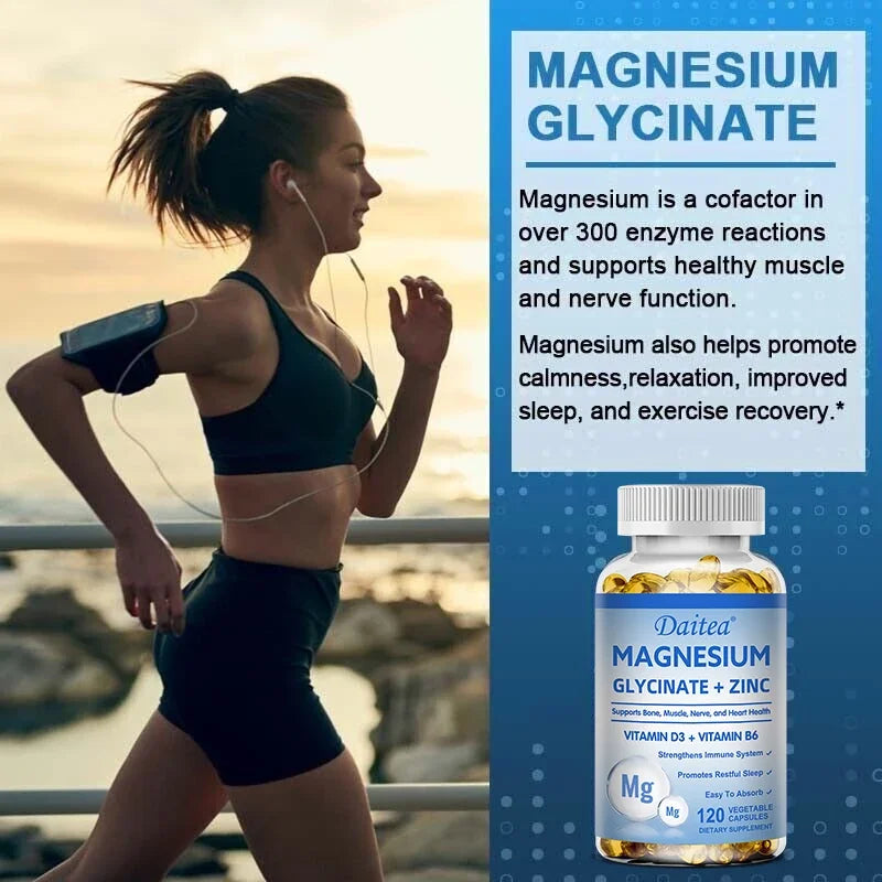 Magnesium, Zinc, Vitamin D3 & Vitamin B6 - Quadruple Supplement - Supports Sleep, Bone, Heart & Immune Health, 120 Capsules