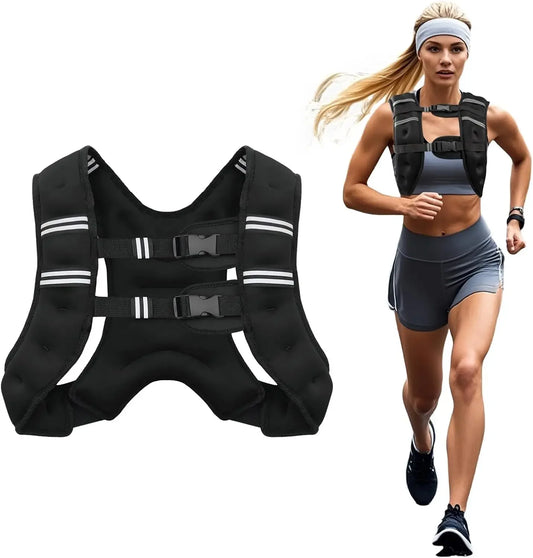 30LB ADJUSTABLE WEIGHT VEST (6-30lb for Men & Women) w/ REFLECTIVE Stripe - Train, Run, Burn Fat!