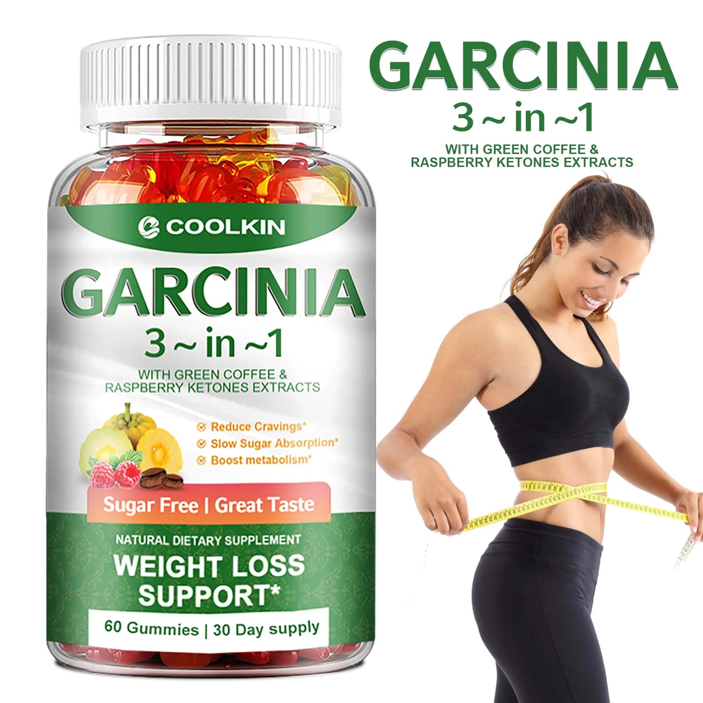 Garcinia Cambogia - Weight Management, Fat Burner, Endurance Improve, Cellulite,  Appetite Suppressant - 60 Gummies