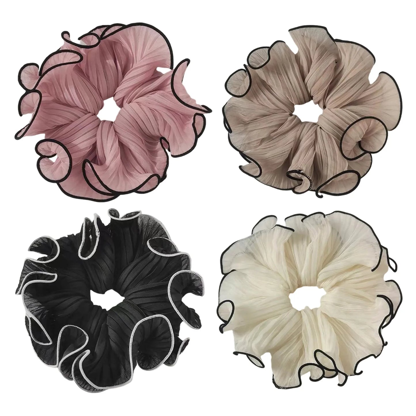 4PCS Elastic Headband Vintage Chiffon Scrunchies Scrunchy Large Intestine Hair Rings Girls Hair styling Accessories