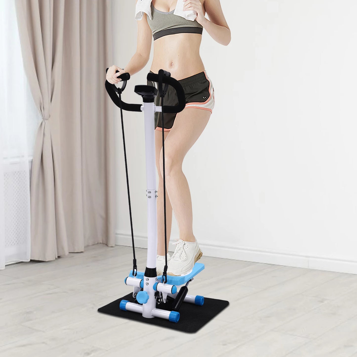 Fitness Stepper Exercise Stepping Machine Fitness Stepper With Handlebars, Adjust the Movement Height Via the Knob