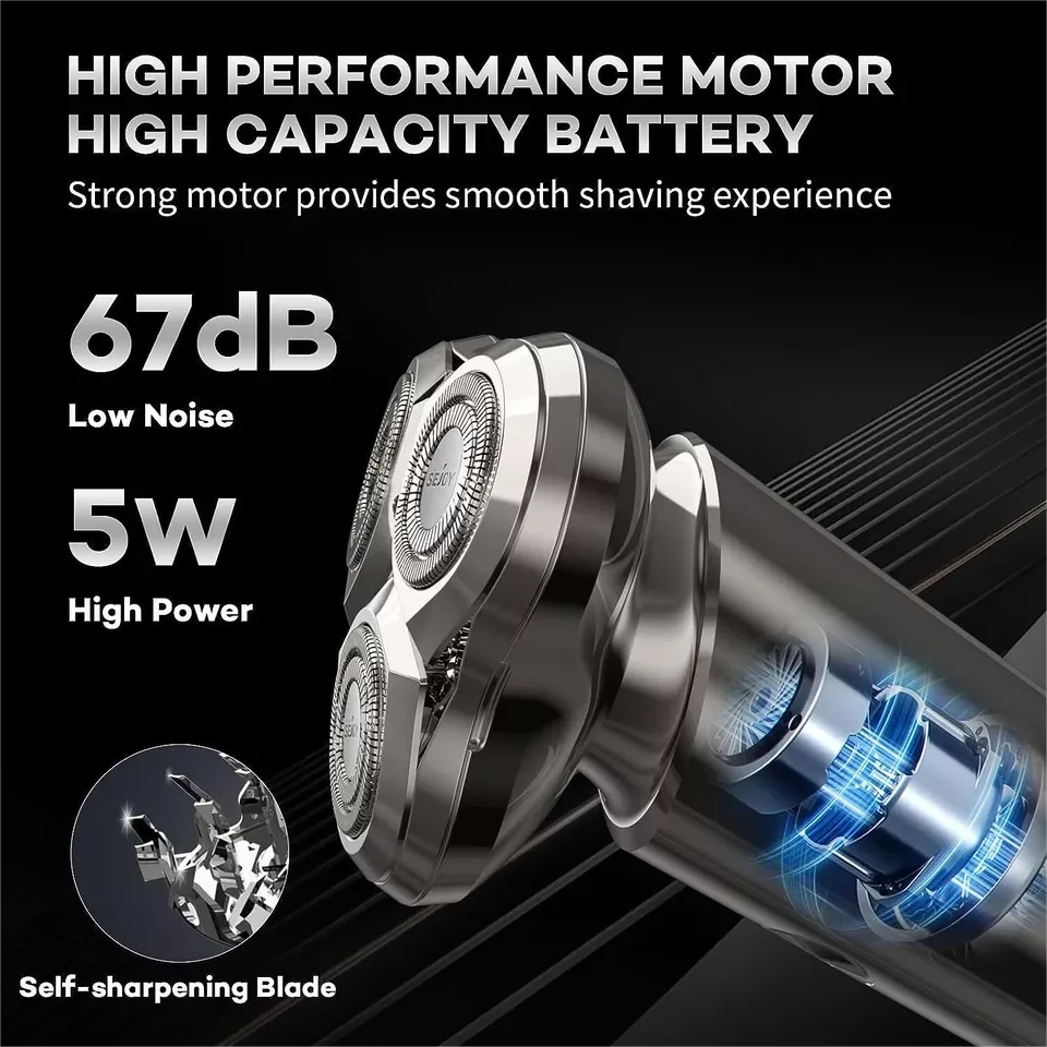 SEJOY Anti-Pinch Electric Shaver Beard Trimmer 3D Rotary Razor Electric Razor for Men Waterproof