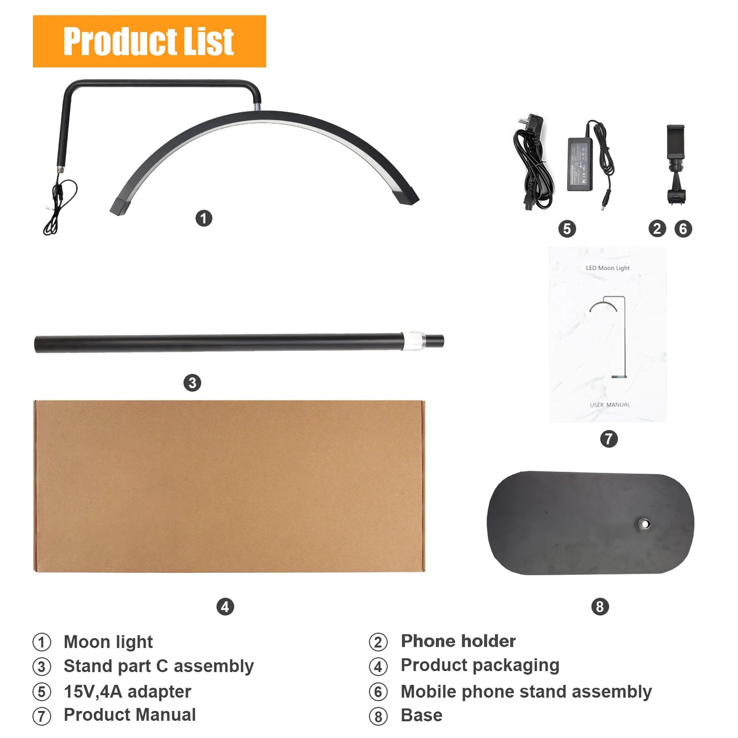 FOSOTO FT-Y9 28 Inch Led Lash Light Half-Moon Shaped Fill Lamp Light With Lamp Holder For Tattoo Beauty Salon Eyelash Haircut