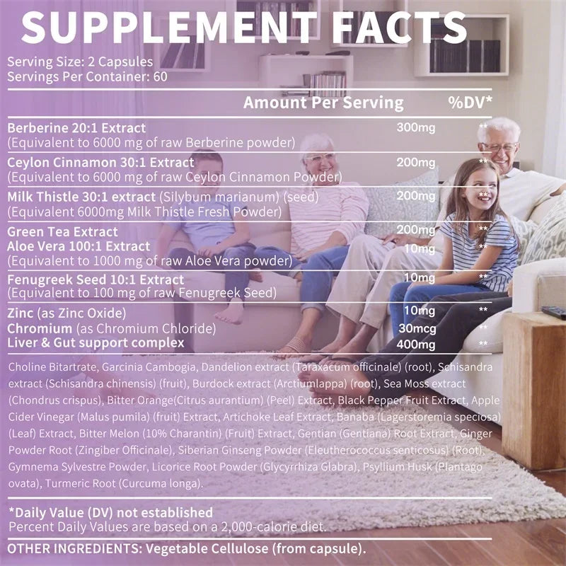 Berberine, Ceylon Cinnamon, Milk Thistle - Cardiovascular and Digestive Health - 120pcs