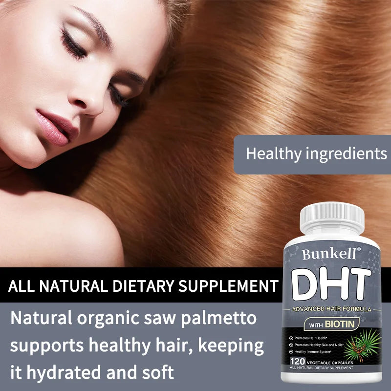 DHT Blocker with Biotin - Promotes Healthy Hair, Skin and Nails, New Follicle Growth, Supports Healthy Immune System