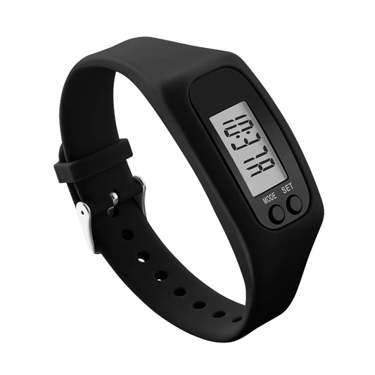 LED Pedometer Bracelet Wrist Calorie Counter 12/24H Time Display Walking Running Pedometer Fitness Watch for Outdoor Sports