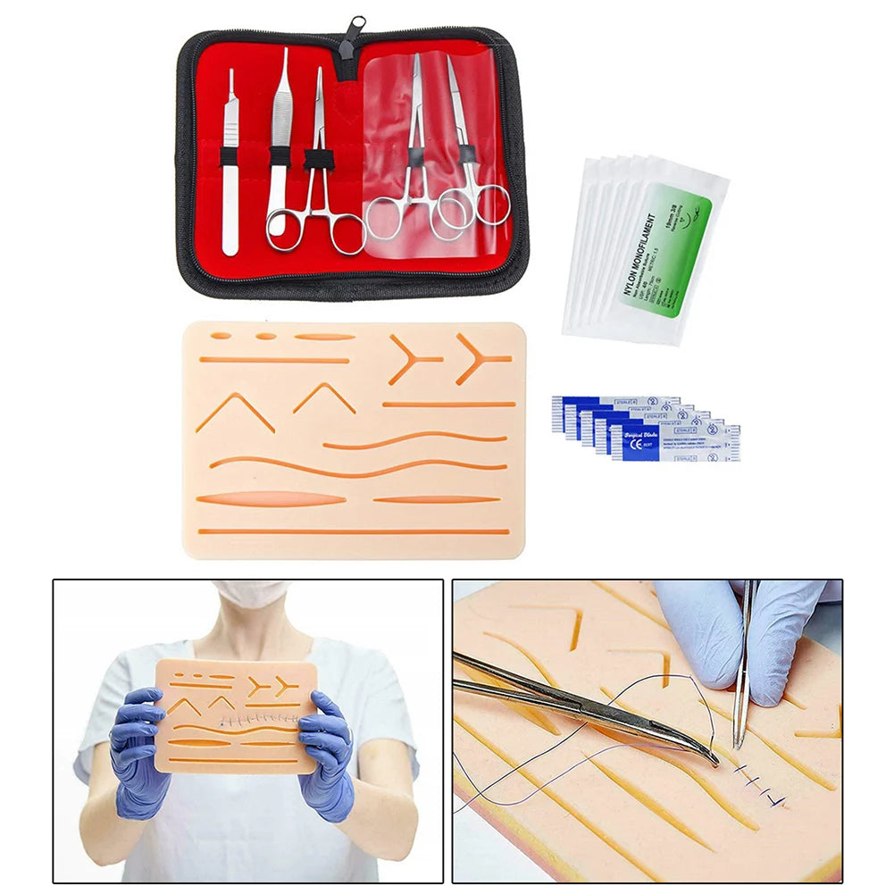 Medical Students Suture Practice Kit Surgical Training with Simulation Skin Pad Model Tool Set Educational Teaching Equipment