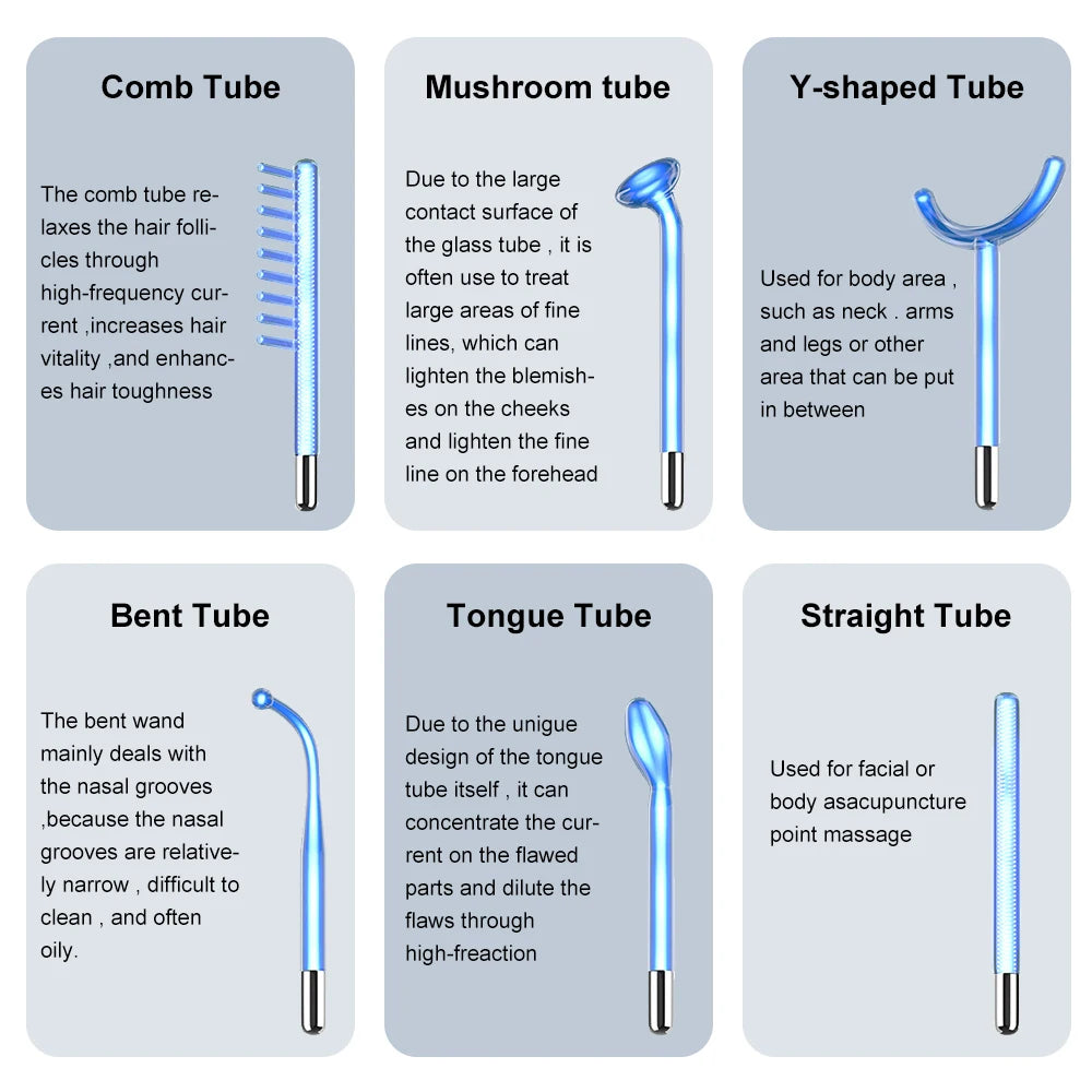 Facial High Frequency Machine Screen Display 6 in1 Blue Hair Face Skin Care Beauty Device Anti Acne Spot Remove Wrinkles