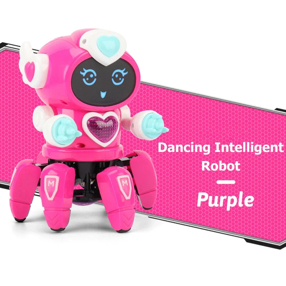 Electronic Dancing Robot Toy Rotatable with Music Light Early Education Toys Movable Noisy Robot Toys for Children Birthday Gift