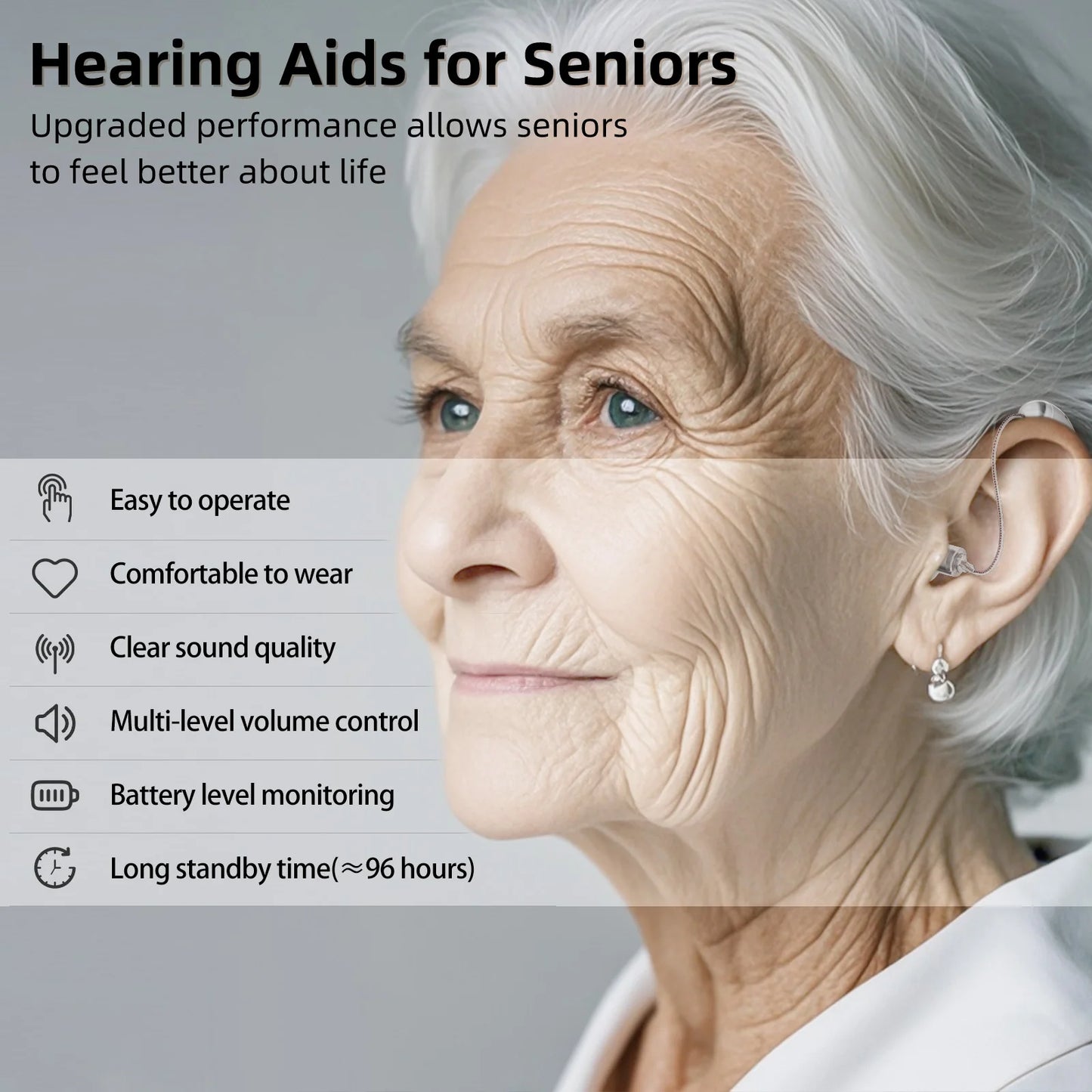 Rechargeable Hearing Aids Adults Invisible Digital Ear Amplifiers Volume Control for Hearing Loss