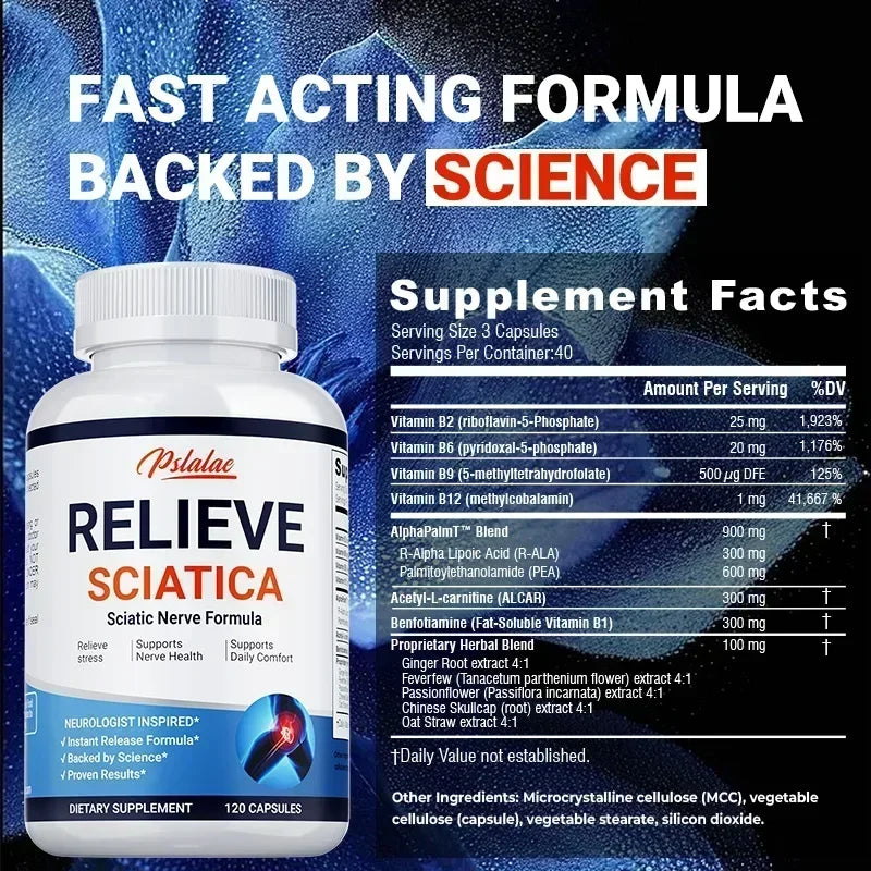 Relieve Sciatica Capsules - Reduce Joint Pain, Restore Mobility, Balance Inflammation, Support Nerve & Bone Health - 120 Capsules ﻿