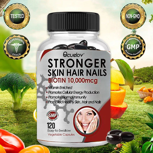 Biotin 10,000 mcg, Supports Healthy Skin/Hair/Nails, Normal Immunity, Cellular Energy Production, 120 Capsules