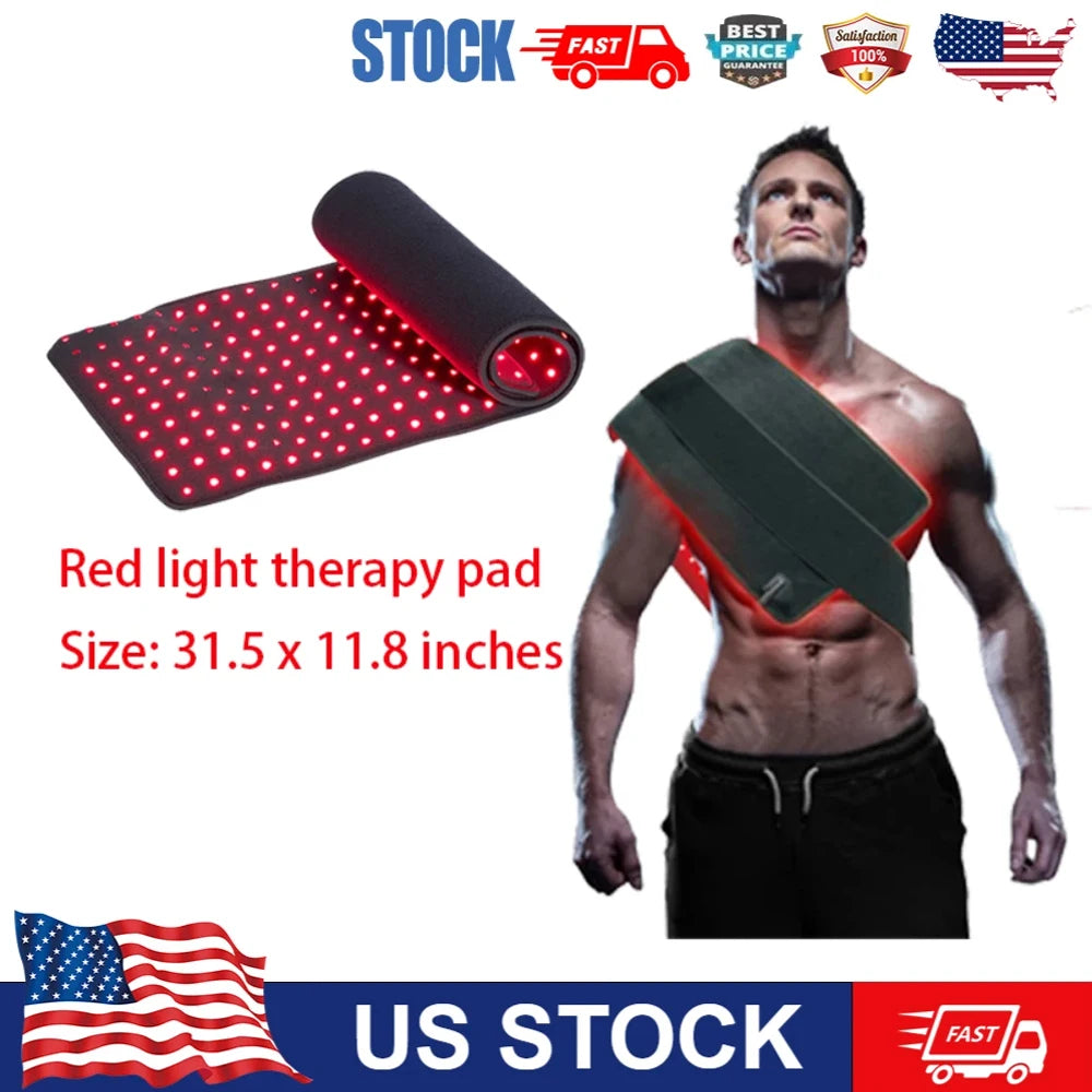 31.6x11.8inch Red Light Therapy Pad Infrared Light LED Therapy Pad Lumbar Back Belt For Body Back Waist Knee Joint Pain Relief
