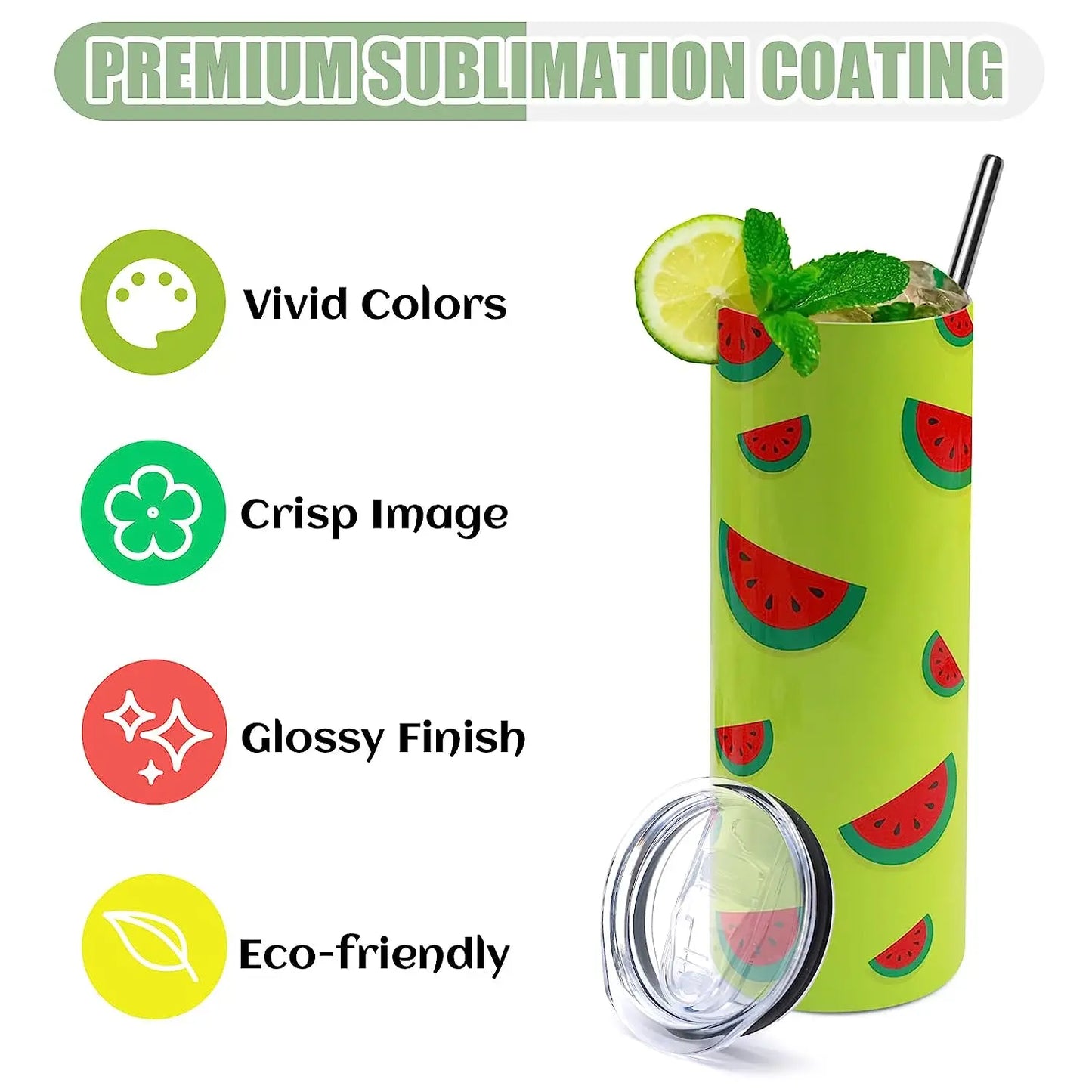 8 Pack 20 OZ Sublimation Tumbler Blanks Skinny Straight in Bulk, Stainless Steel Insulated Sublimation Tumbler